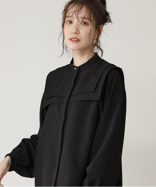 ＊＊N.Natural Beauty Basic / エヌ ナチュラルビューティーベーシック シャツ・ブラウス | ダブルスクエアカラーブラウス（ブラック）