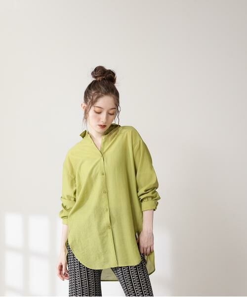 ＊＊N.Natural Beauty Basic / エヌ ナチュラルビューティーベーシック シャツ・ブラウス | シアーロングシャツ（ピスタチオ）