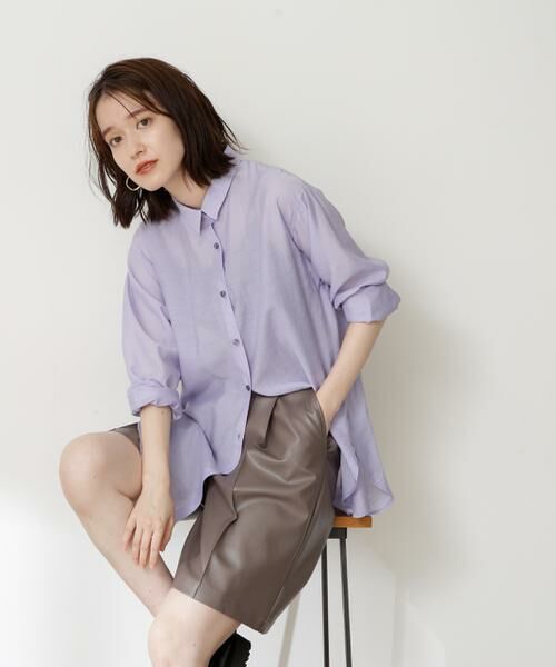 ＊＊N.Natural Beauty Basic / エヌ ナチュラルビューティーベーシック シャツ・ブラウス | シアーロングシャツ（パープル）