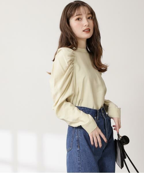 ＊＊N.Natural Beauty Basic / エヌ ナチュラルビューティーベーシック シャツ・ブラウス | バックリボンギャザースリーブブラウス（ライトイエロー）