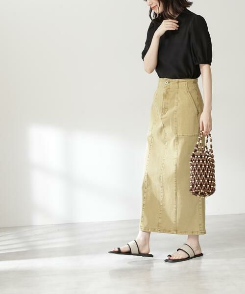 ＊＊N.Natural Beauty Basic / エヌ ナチュラルビューティーベーシック スカート | ライトコットンナロースカート（イエロー）