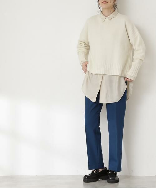 **N.Natural Beauty Basic / エヌ ナチュラルビューティーベーシック パンツ | イージーケアセンタープレスパンツ《S Size Line》(ブルー)