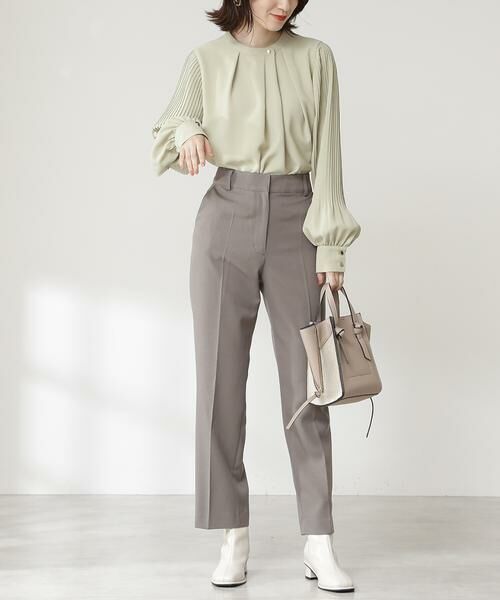 **N.Natural Beauty Basic / エヌ ナチュラルビューティーベーシック パンツ | イージーケアセンタープレスパンツ《S Size Line》(モカ)