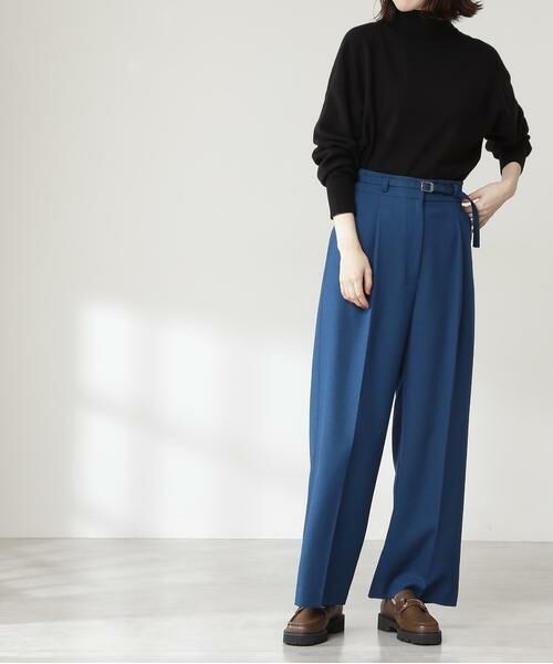 ＊＊N.Natural Beauty Basic / エヌ ナチュラルビューティーベーシック パンツ | イージーケアベルト付ワイドパンツ《S Size Line》（ブルー）