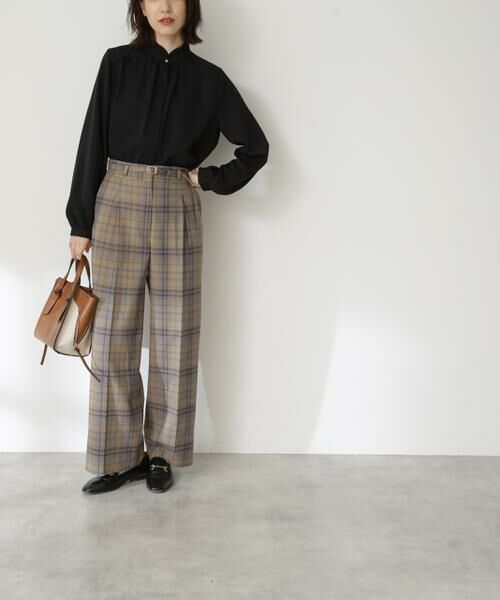 ＊＊N.Natural Beauty Basic / エヌ ナチュラルビューティーベーシック パンツ | イージーケアベルト付ワイドパンツ《S Size Line》（チェック1）