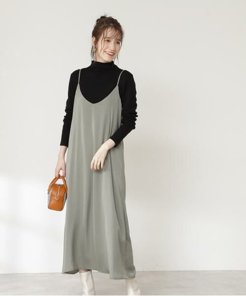 ＊＊N.Natural Beauty Basic / エヌ ナチュラルビューティーベーシック ワンピース | バックリボンキャミワンピース（カーキ）