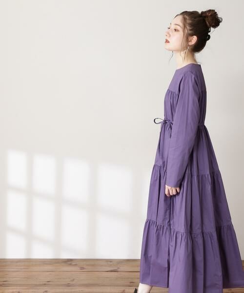 ＊＊N.Natural Beauty Basic / エヌ ナチュラルビューティーベーシック ワンピース | ティアード長袖ワンピース（パープルブルー）