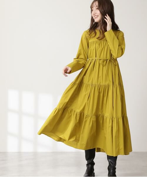 ＊＊N.Natural Beauty Basic / エヌ ナチュラルビューティーベーシック ワンピース | ティアード長袖ワンピース（イエロー）