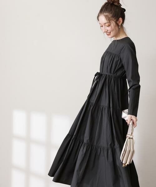 ＊＊N.Natural Beauty Basic / エヌ ナチュラルビューティーベーシック ワンピース | ティアード長袖ワンピース（スミクロ）