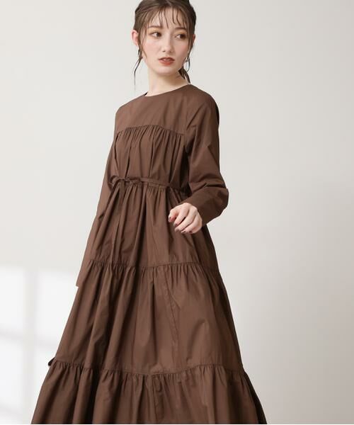 ＊＊N.Natural Beauty Basic / エヌ ナチュラルビューティーベーシック ワンピース | ティアード長袖ワンピース（ブラウン）