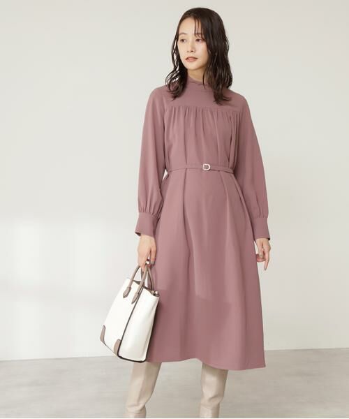 ＊＊N.Natural Beauty Basic / エヌ ナチュラルビューティーベーシック ワンピース | ウエストマークギャザーワンピース（ピンク）