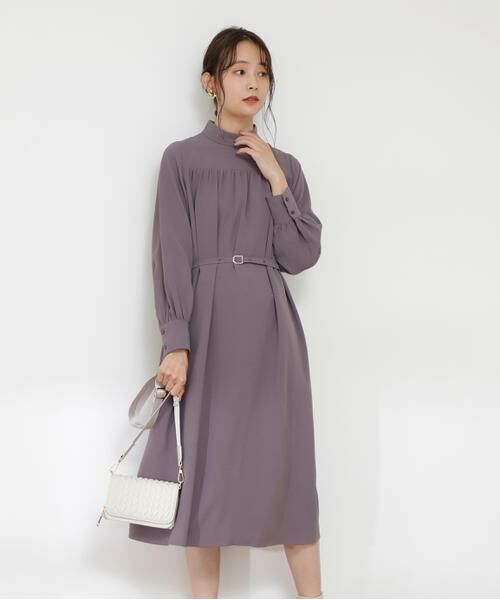 ＊＊N.Natural Beauty Basic / エヌ ナチュラルビューティーベーシック ワンピース | ウエストマークギャザーワンピース（グレー）