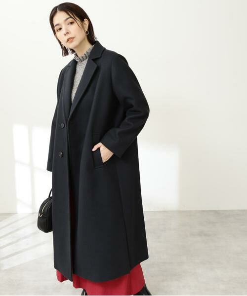 ＊＊N.Natural Beauty Basic / エヌ ナチュラルビューティーベーシック アウター | ハミルトン　ダブルチェスターロングコート《S Size Line》（ネイビー）