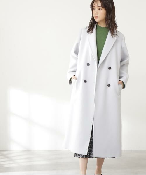 ＊＊N.Natural Beauty Basic / エヌ ナチュラルビューティーベーシック アウター | ハミルトン　ダブルチェスターロングコート《S Size Line》（ライトグレー）