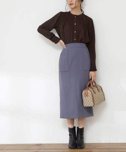 **N.Natural Beauty Basic / エヌ ナチュラルビューティーベーシック スカート | フロントスリットタイトスカート《S Size Line》(ブルー)