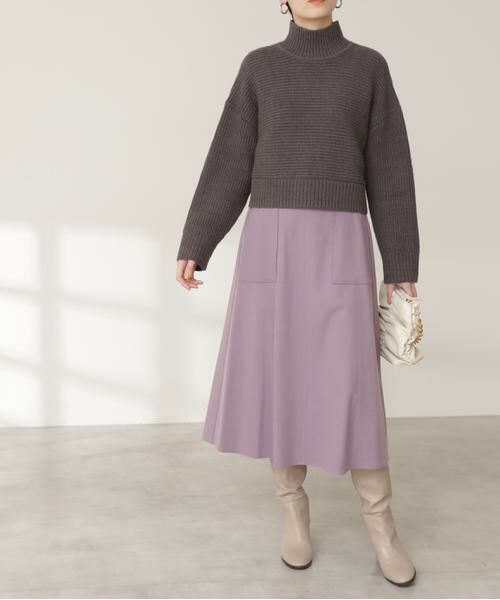 **N.Natural Beauty Basic / エヌ ナチュラルビューティーベーシック スカート | ウォームタッチトラペーズスカート《S Size Line》(モーブ)