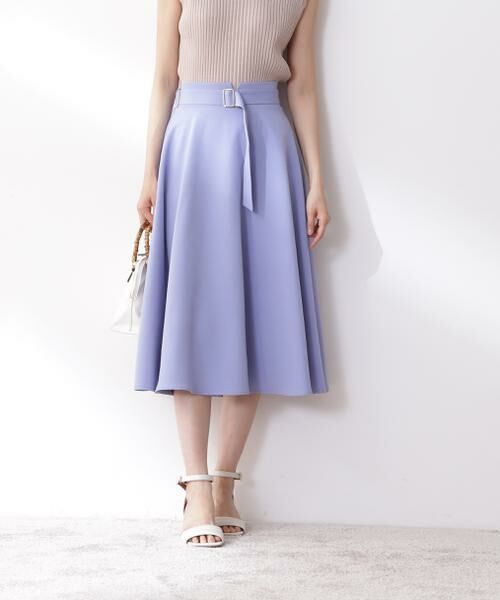 ＊＊N.Natural Beauty Basic / エヌ ナチュラルビューティーベーシック スカート | ゴールドバックルフレアスカート（ブルー）