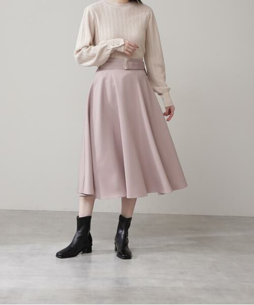 ＊＊N.Natural Beauty Basic / エヌ ナチュラルビューティーベーシック スカート | ゴールドバックルフレアスカート（ピンク）