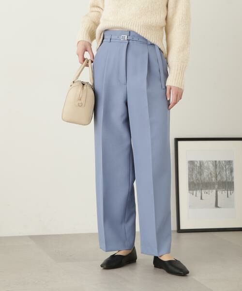 ＊＊N.Natural Beauty Basic / エヌ ナチュラルビューティーベーシック パンツ | ウォッシャブルベルト付ワイドパンツ《S Size Line》（ブルー）