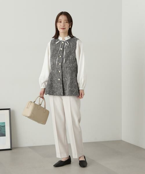美品 CADUNE ペプラムツイードジレ ベージュ ペプラムツイードジレ （ブルゾン）｜＊＊N.Natural Beauty Basic