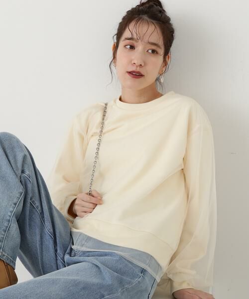 ＊＊N.Natural Beauty Basic / エヌ ナチュラルビューティーベーシック カットソー | チュールレイヤースウェット（クリーム）