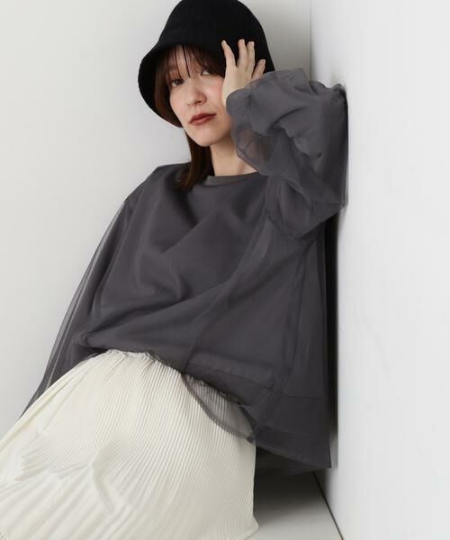 ＊＊N.Natural Beauty Basic / エヌ ナチュラルビューティーベーシック カットソー | チュールレイヤースウェット（ライトグレー）