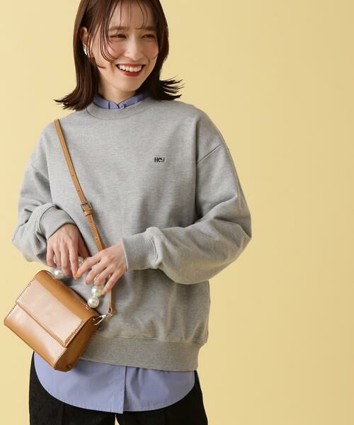 ＊＊N.Natural Beauty Basic / エヌ ナチュラルビューティーベーシック カットソー | ワンポイント刺繍スウェット（杢グレー1）