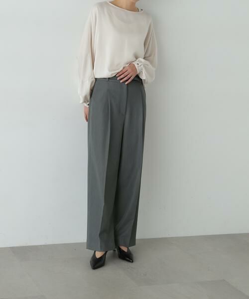 ＊＊N.Natural Beauty Basic / エヌ ナチュラルビューティーベーシック パンツ | センタープレスベルトツキワイドパンツ2（グレー）