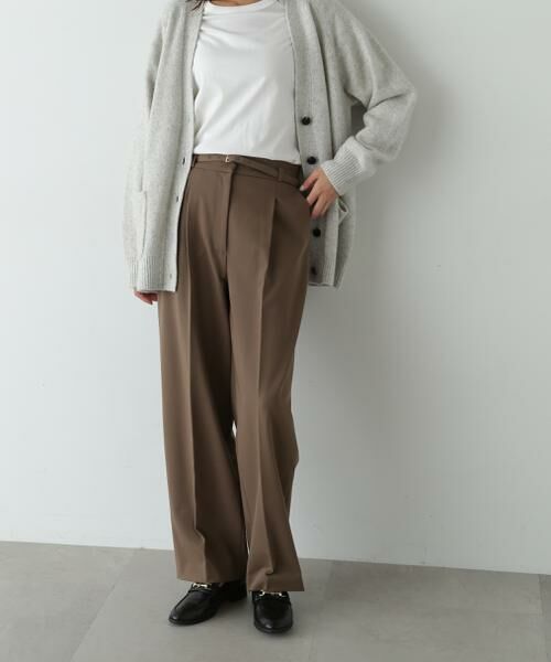 ＊＊N.Natural Beauty Basic / エヌ ナチュラルビューティーベーシック パンツ | センタープレスベルトツキワイドパンツ2（ブラウン）