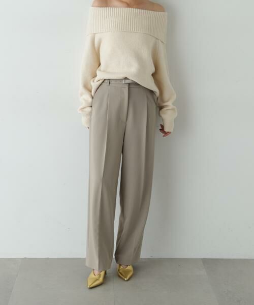 ＊＊N.Natural Beauty Basic / エヌ ナチュラルビューティーベーシック パンツ | センタープレスベルトツキワイドパンツ2（ベージュ）