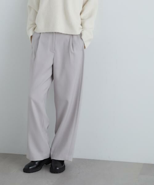 ＊＊N.Natural Beauty Basic / エヌ ナチュラルビューティーベーシック パンツ | ウォームタッチワイドパンツ（ライトグレー）