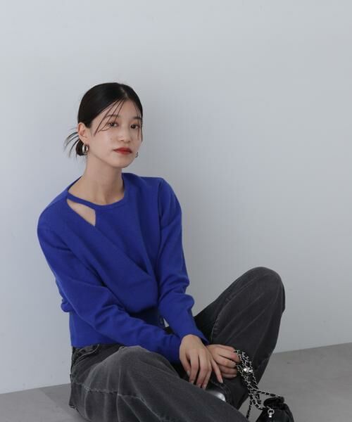 ＊＊N.Natural Beauty Basic / エヌ ナチュラルビューティーベーシック ニット・セーター | カシュクール風ニット（ブルー）