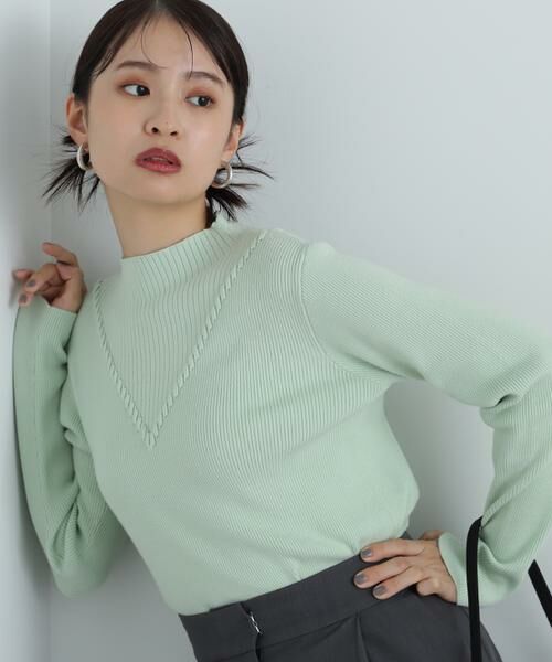 ＊＊N.Natural Beauty Basic / エヌ ナチュラルビューティーベーシック ニット・セーター | デザインネックリブニット（ライトグリーン）