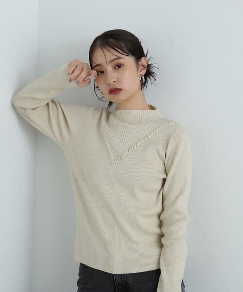 ＊＊N.Natural Beauty Basic / エヌ ナチュラルビューティーベーシック ニット・セーター | デザインネックリブニット（オフ）