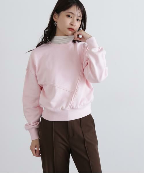 ＊＊N.Natural Beauty Basic / エヌ ナチュラルビューティーベーシック カットソー | パネルデザインスウェット（ライトピンク）