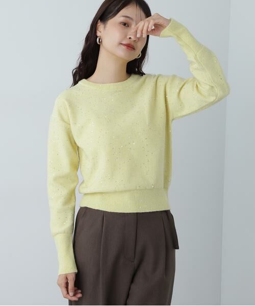 ＊＊N.Natural Beauty Basic / エヌ ナチュラルビューティーベーシック ニット・セーター | スパンコールニット（イエロー）
