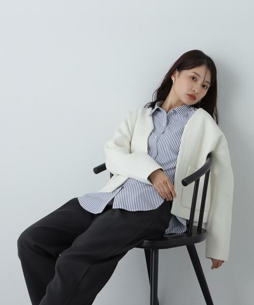 ＊＊N.Natural Beauty Basic / エヌ ナチュラルビューティーベーシック カーディガン・ボレロ | アウトポケット配色ニットブルゾン | 詳細2