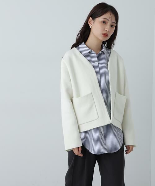 ＊＊N.Natural Beauty Basic / エヌ ナチュラルビューティーベーシック カーディガン・ボレロ | アウトポケット配色ニットブルゾン | 詳細3