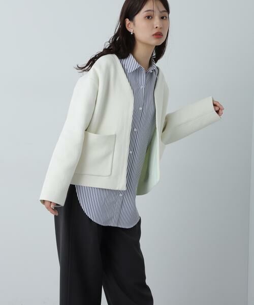 ＊＊N.Natural Beauty Basic / エヌ ナチュラルビューティーベーシック カーディガン・ボレロ | アウトポケット配色ニットブルゾン | 詳細4