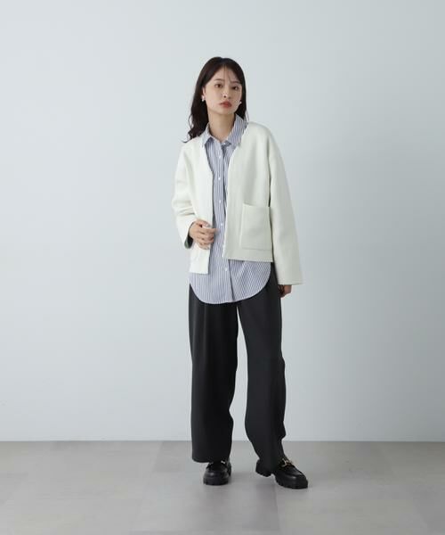＊＊N.Natural Beauty Basic / エヌ ナチュラルビューティーベーシック カーディガン・ボレロ | アウトポケット配色ニットブルゾン | 詳細6
