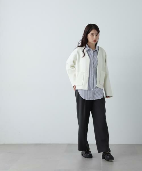 ＊＊N.Natural Beauty Basic / エヌ ナチュラルビューティーベーシック カーディガン・ボレロ | アウトポケット配色ニットブルゾン | 詳細7