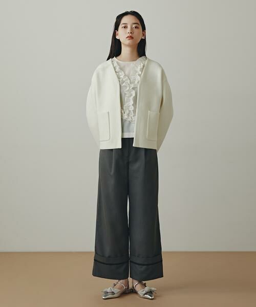 ＊＊N.Natural Beauty Basic / エヌ ナチュラルビューティーベーシック カーディガン・ボレロ | アウトポケット配色ニットブルゾン（オフ1）