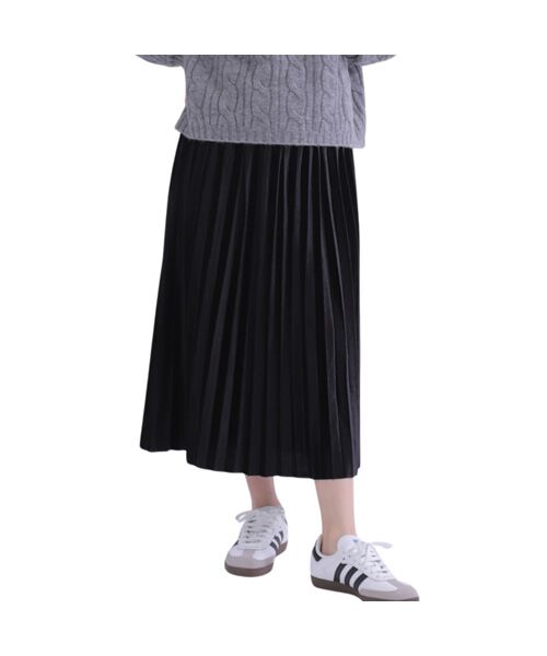 NOBU小さいサイズ専門店 / ノブチイサイサイズセンモンテン ロング・マキシ丈スカート | [ベロア調生地] プリーツスカート | 詳細1
