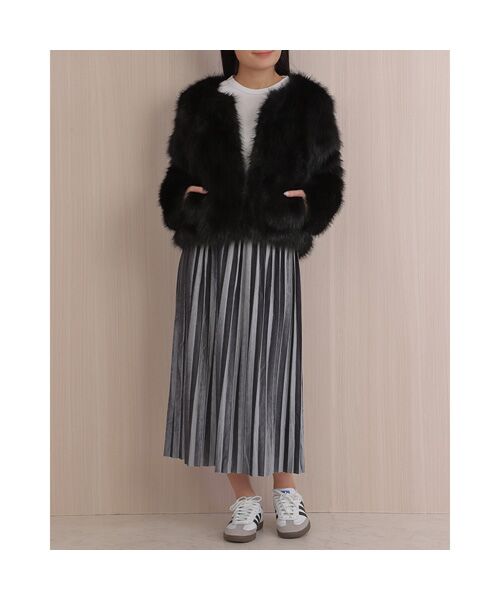 NOBU小さいサイズ専門店 / ノブチイサイサイズセンモンテン ロング・マキシ丈スカート | [ベロア調生地] プリーツスカート | 詳細13