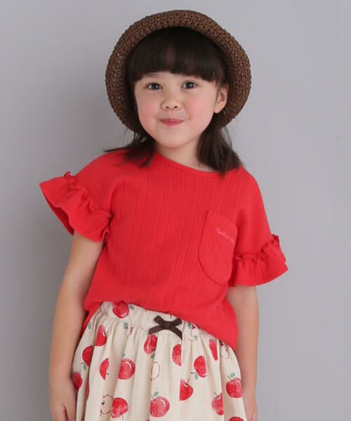 セール タック テレコ 袖フリル Tシャツ 80cm 130cm Tシャツ Noeil Aime Bebe ノイユ エーム べべ ファッション通販 タカシマヤファッションスクエア