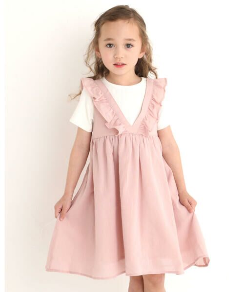 セール フリル ジャンバースカート ドッキング ワンピース 90 130cm ワンピース Noeil Aime Bebe ノイユ エーム べべ ファッション通販 タカシマヤファッションスクエア