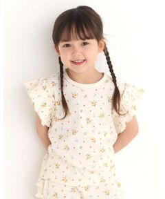 Noeil aime BeBe / ノイユ エーム べべ Tシャツ | フラワー 花柄 ワッフル素材 半袖 Tシャツ  (80~130cm)