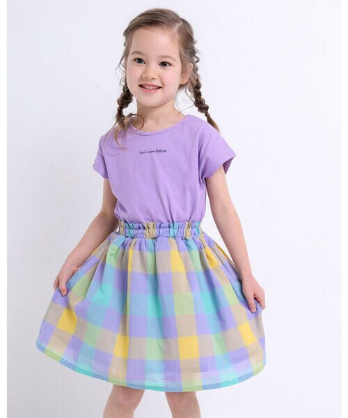 セール 天竺 チェック ドッキング ロゴ プリント ワンピース 90 130cm ワンピース Noeil Aime Bebe ノイユ エーム べべ ファッション通販 タカシマヤファッションスクエア