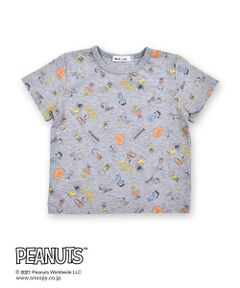 【SNOOPY×Noeil aime BeBeコラボアイテム】総柄 スヌーピー チャーリー・ブラウン ロゴ ピーナッツ　Tシャツ(100~130cm）