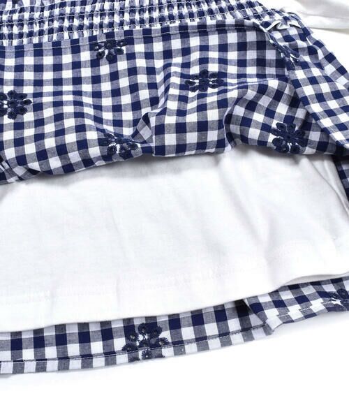 Noeil aime BeBe / ノイユ エーム べべ Tシャツ | ギンガムチェック 刺繍 ドッキング Tシャツ (80~130cm) | 詳細10